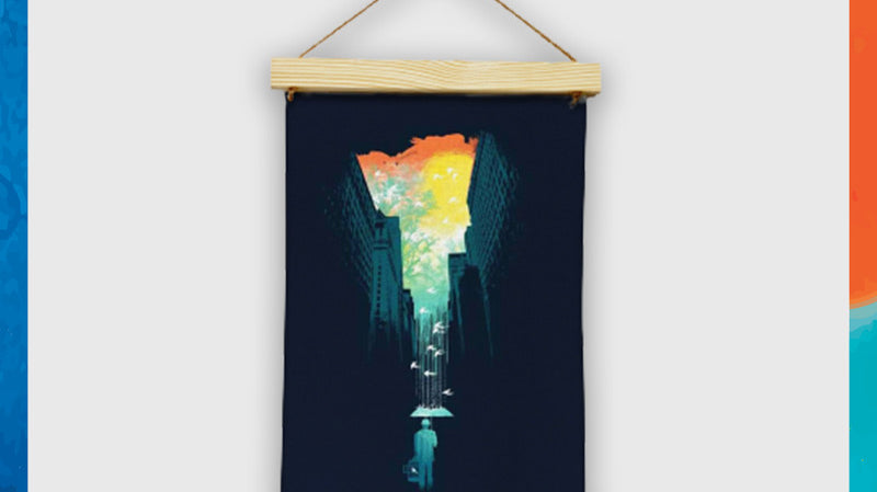Minimalist city painting - darkness, loneliness, and light at the end of the tunnel.