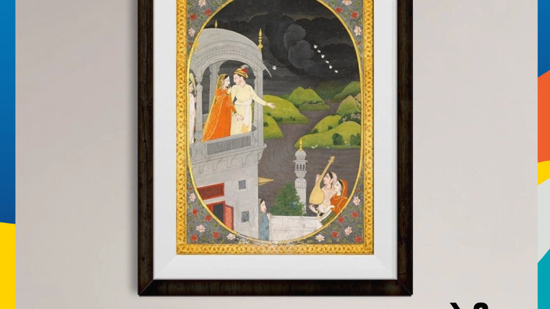 A 17th-century artwork, this painting exhibits Radha and Krishna
