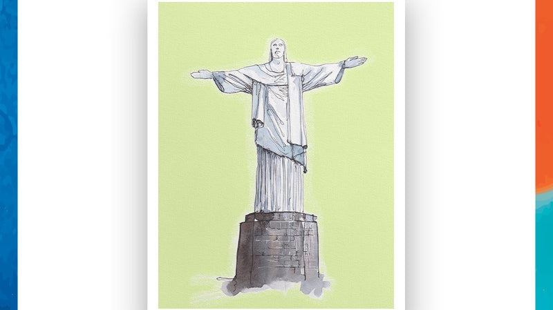 An artistic rendition of Christ The Redeemer statue of Rio De Jenerio, this painting fits contemporary home designs.