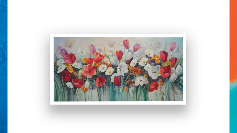 Red and white tulip flowers