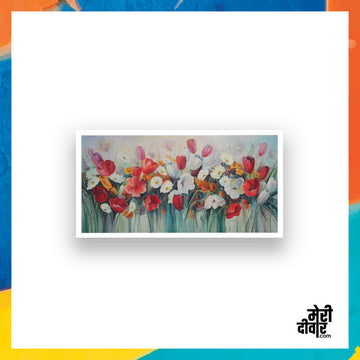 Red and white tulip flowers