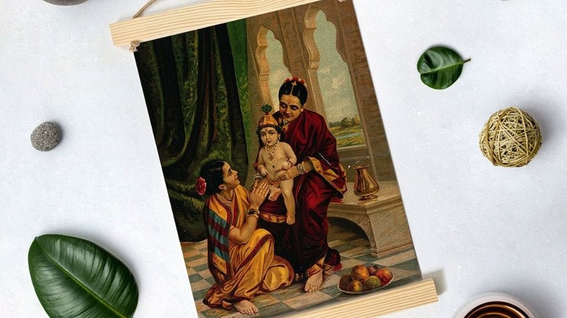Yashoda and Krishna painting by Raja Ravi Varma.