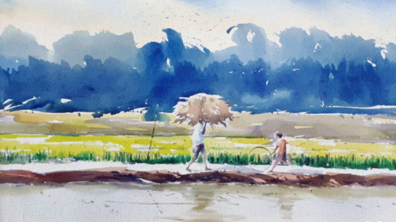 The easy yet concentrated strokes of watercolour in this painting make it look so real as if the water will start flowing any moment now!