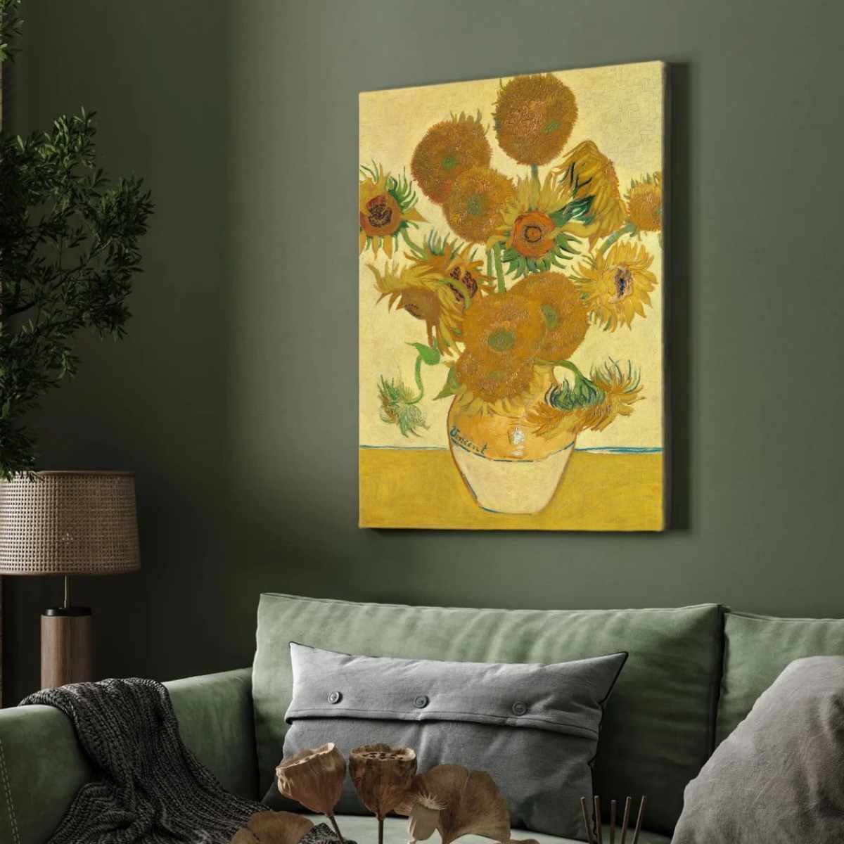 Sunflowers Painting for Living Room | Van Gogh Floral Wall Art | Giclée Print 3 : 4 Vertical Premium Wall Art Canvas by MeriDeewar