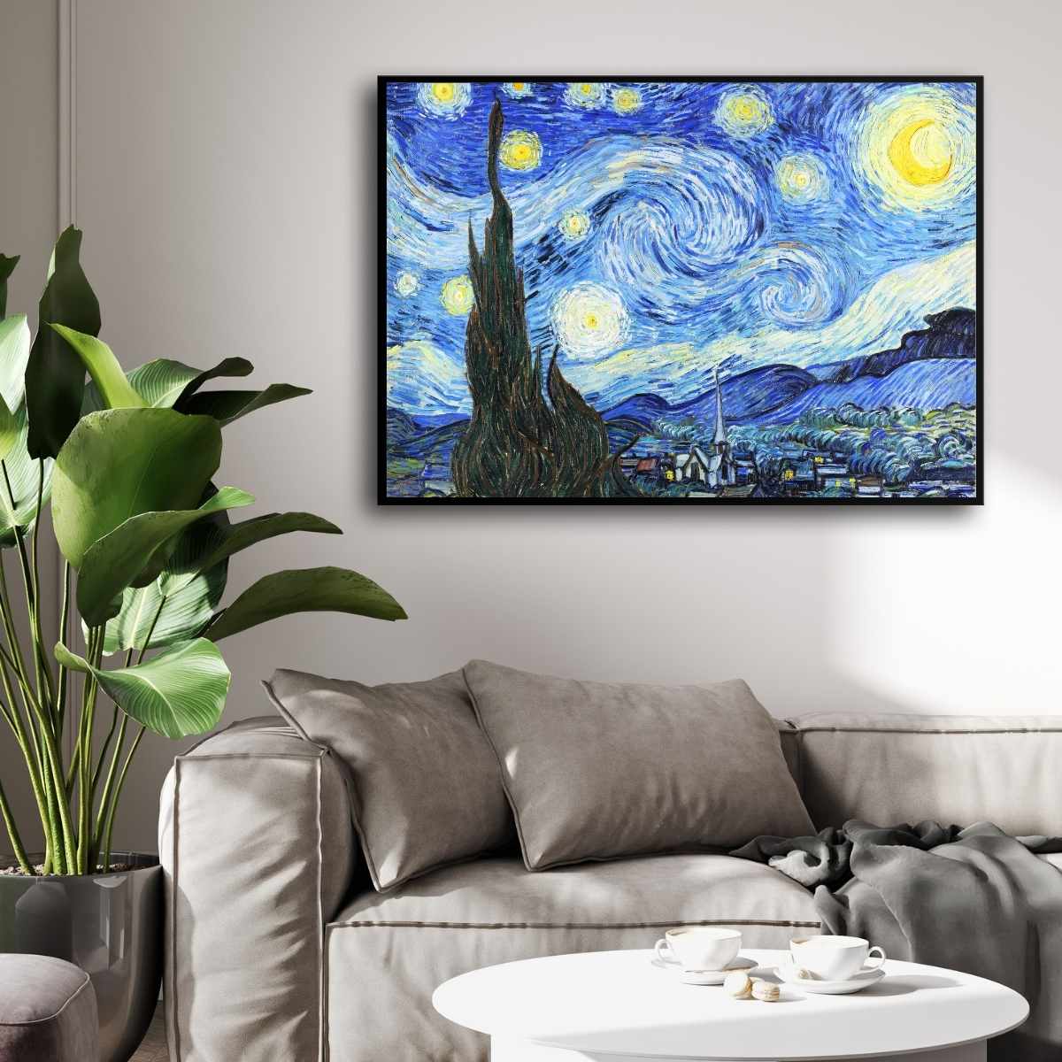 Starry Night Van Gogh Wall Painting for Living Room | Giclée Fine Art Print 4 : 3 Horizontal Premium Wall Art Canvas by MeriDeewar