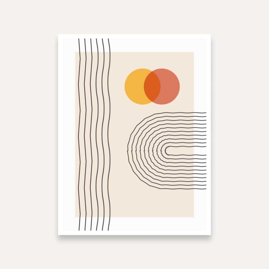 Abstract Painting for Bedroom | Minimalist Geometric Line Art | Giclée Fine Art Print 4 X 5.5 Vertical Premium Wall Art Canvas by MeriDeewar