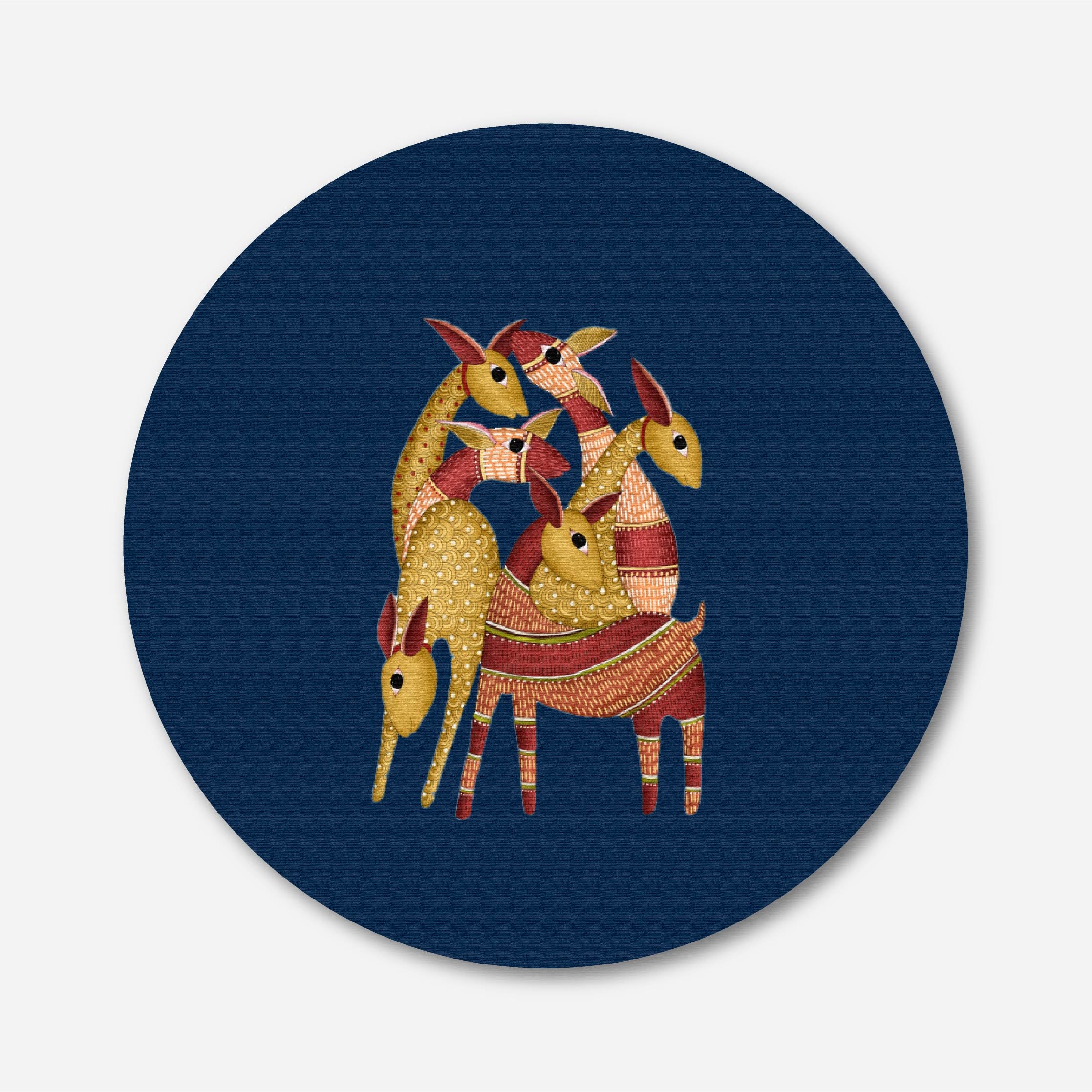 A Mothers Shade Gond Art Circular Canvas Frame Circular Canvas Frame Premium Wall Art Canvas by MeriDeewar