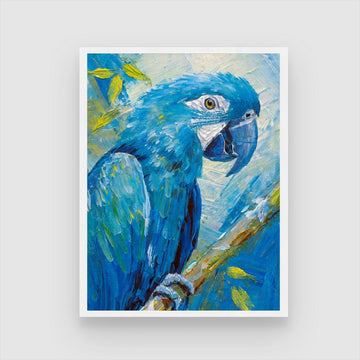 Abstract Blue Parrot Painting - Unique Art for Home by MeriDeewar 3 : 4 Vertical New Premium Wall Art Canvas by MeriDeewar