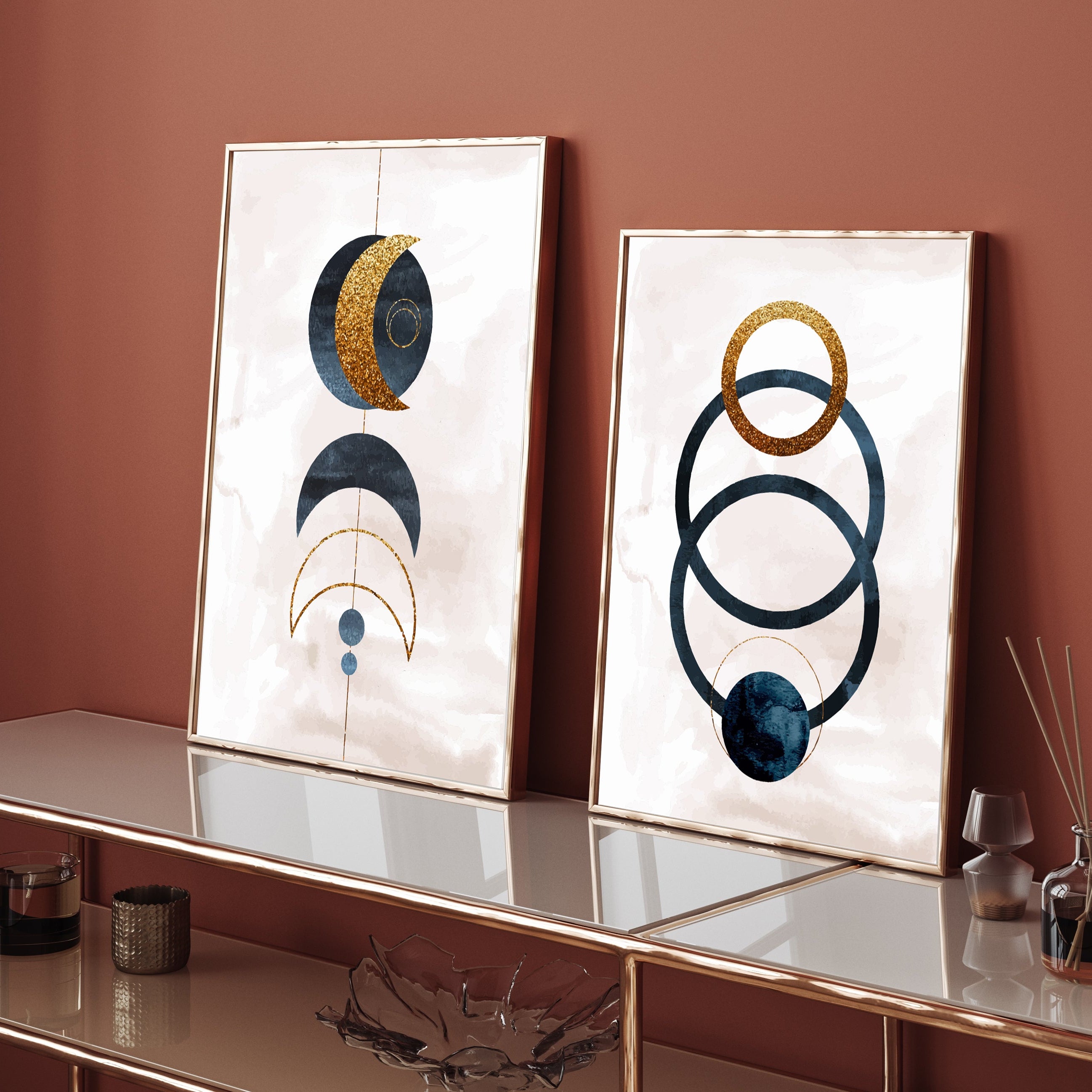 Abstract Geometric Wall Art Wall Art Set Of 2 Walls Premium Wall Art Canvas by MeriDeewar