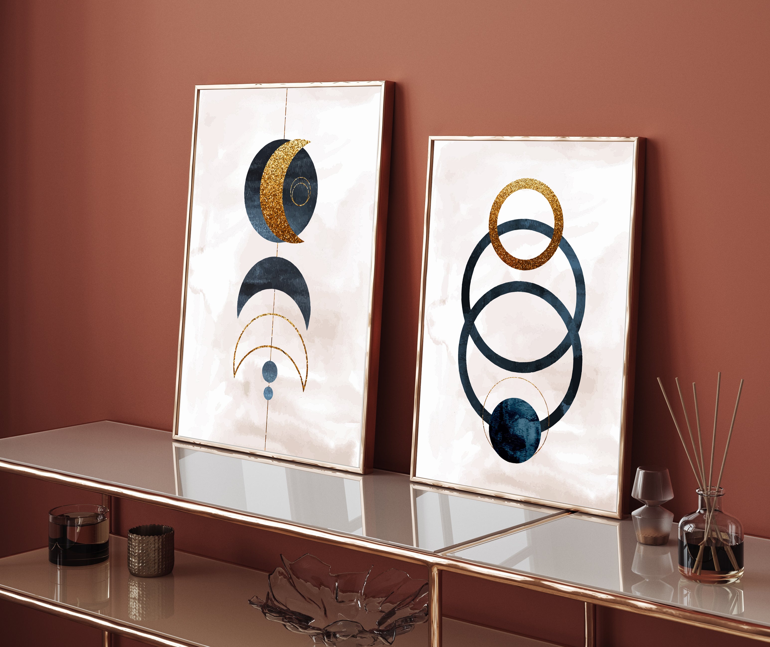 Abstract Geometric Wall Art Wall Art Set Of 2 Walls Premium Wall Art Canvas by MeriDeewar