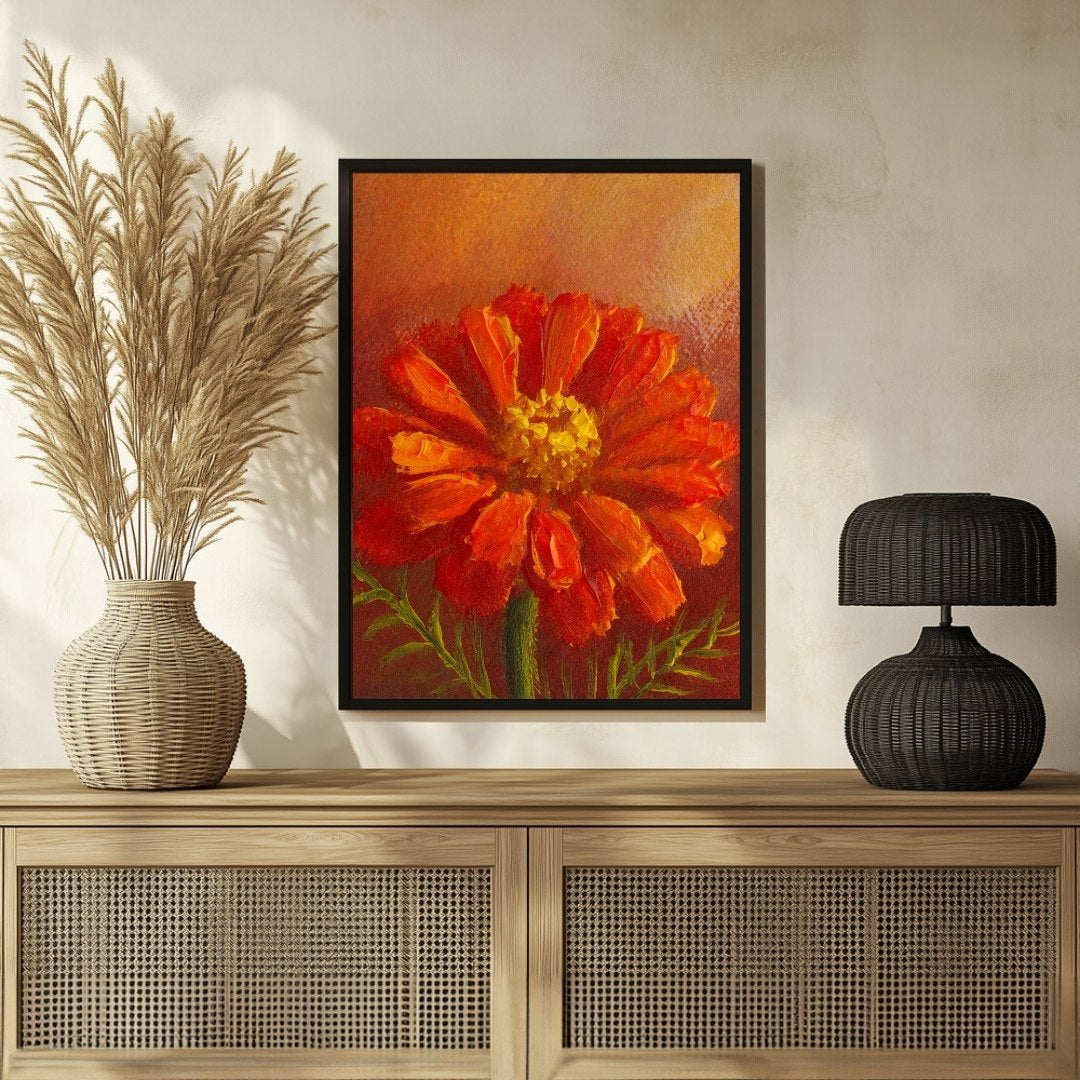 Abstract Marigold Artwork on Canvas - Perfect for Home Decor 3 : 4 Vertical New Premium Wall Art Canvas by MeriDeewar