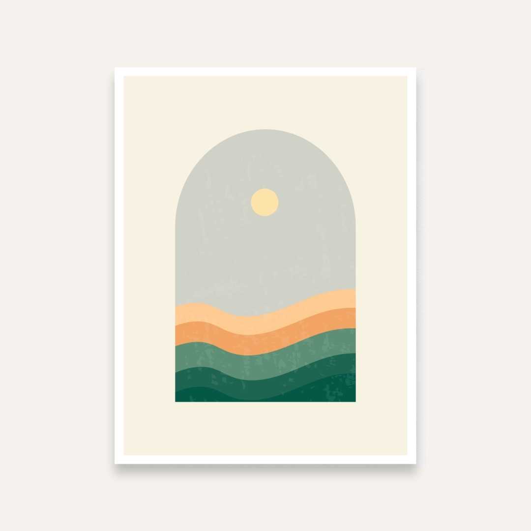 Abstract Sunset Painting for Bedroom | Minimalist Nature Wall Art | Giclée Print 4 X 5.5 Vertical Premium Wall Art Canvas by MeriDeewar