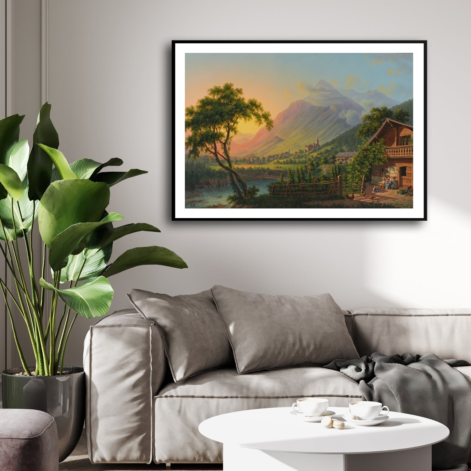 Alpine Morning – Rustic Mountain Landscape Wall Art 2 : 3 Horizontal Premium Wall Art Canvas by MeriDeewar