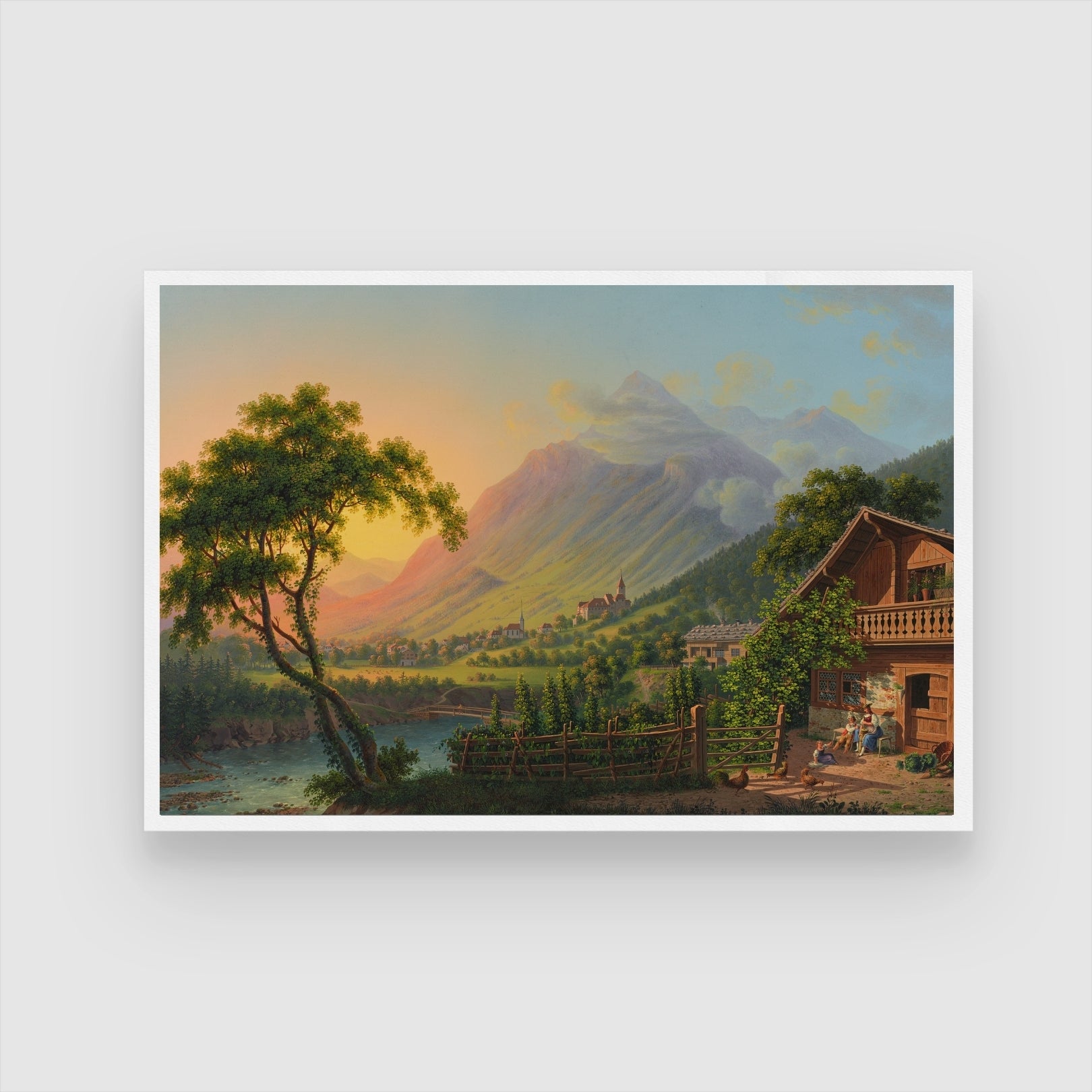 Alpine Morning – Rustic Mountain Landscape Wall Art 2 : 3 Horizontal Premium Wall Art Canvas by MeriDeewar