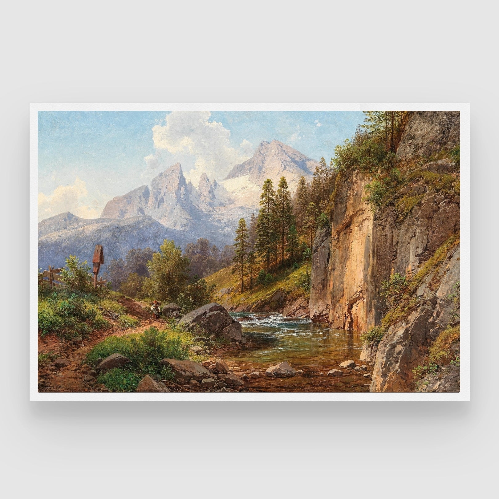 Alpine Tranquility – Majestic Mountain Landscape 2 : 3 Horizontal Premium Wall Art Canvas by MeriDeewar