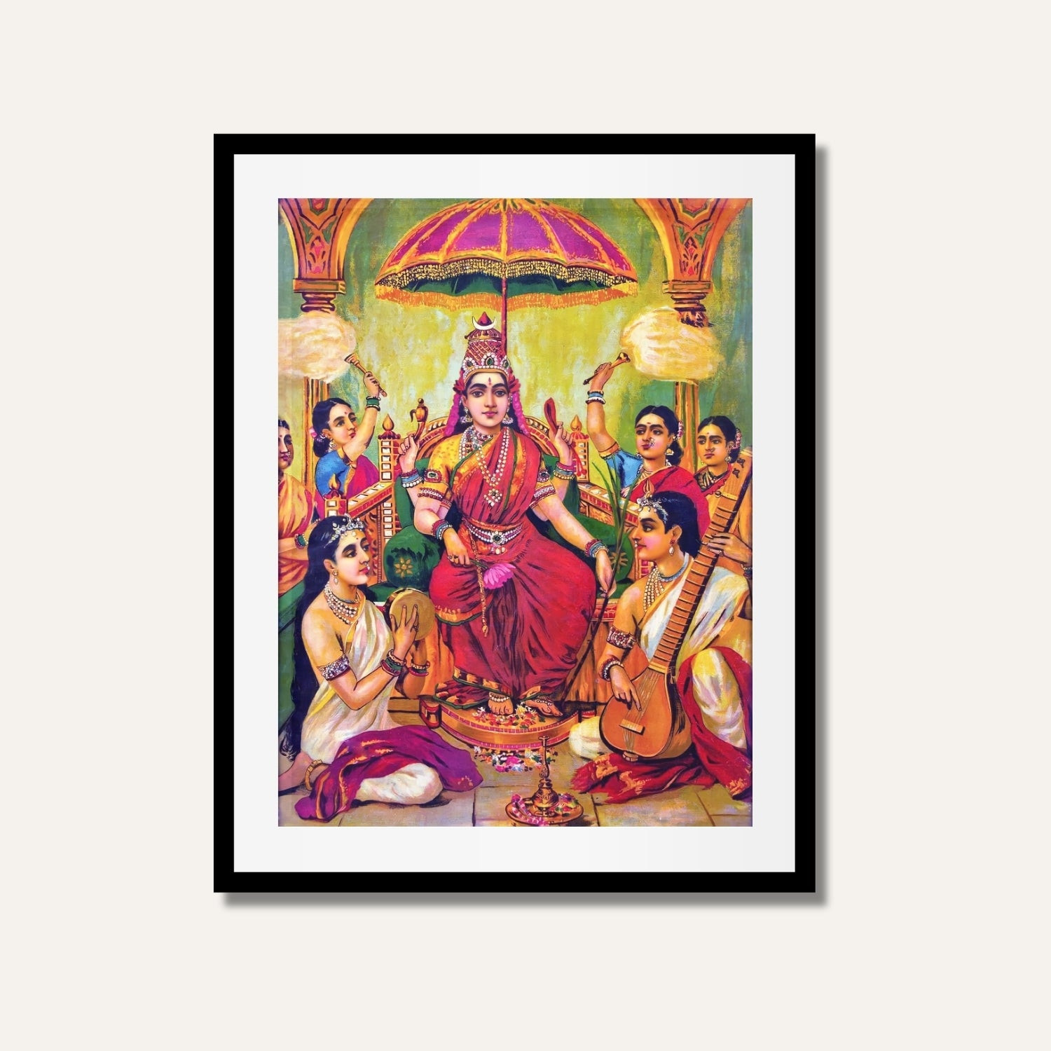 Ambika Devi Painting – Hindu Goddess Wall Art | MeriDeewar 3 : 4 Vertical Premium Wall Art Canvas by MeriDeewar