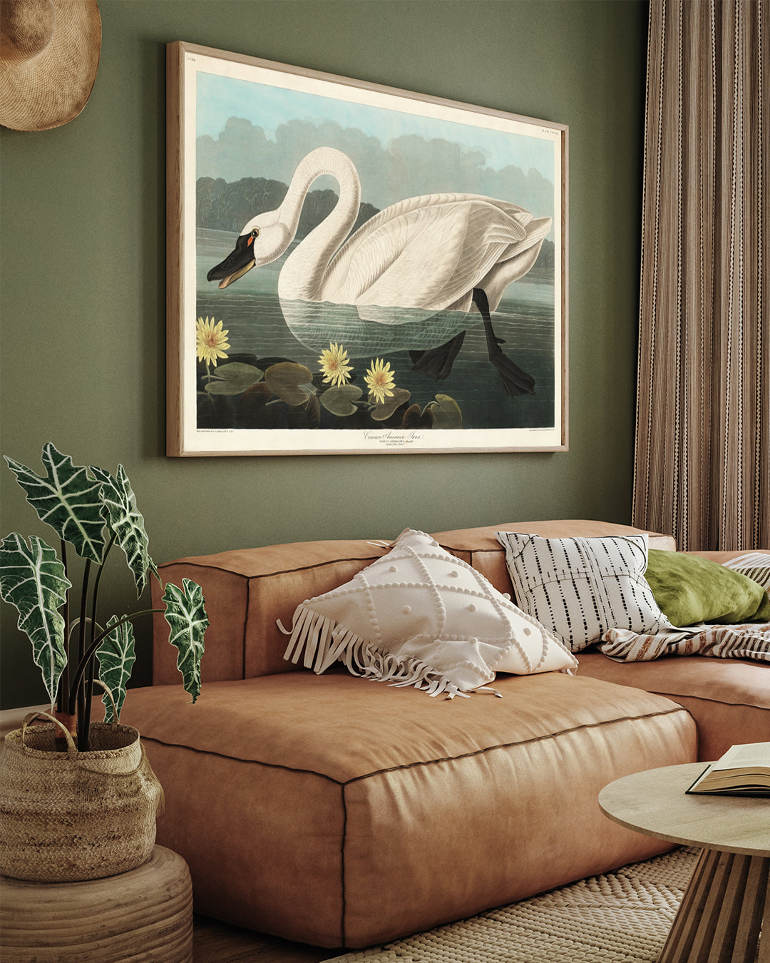 American Swan Vintage Poster 3 : 4 Horizontal New Premium Wall Art Canvas by MeriDeewar