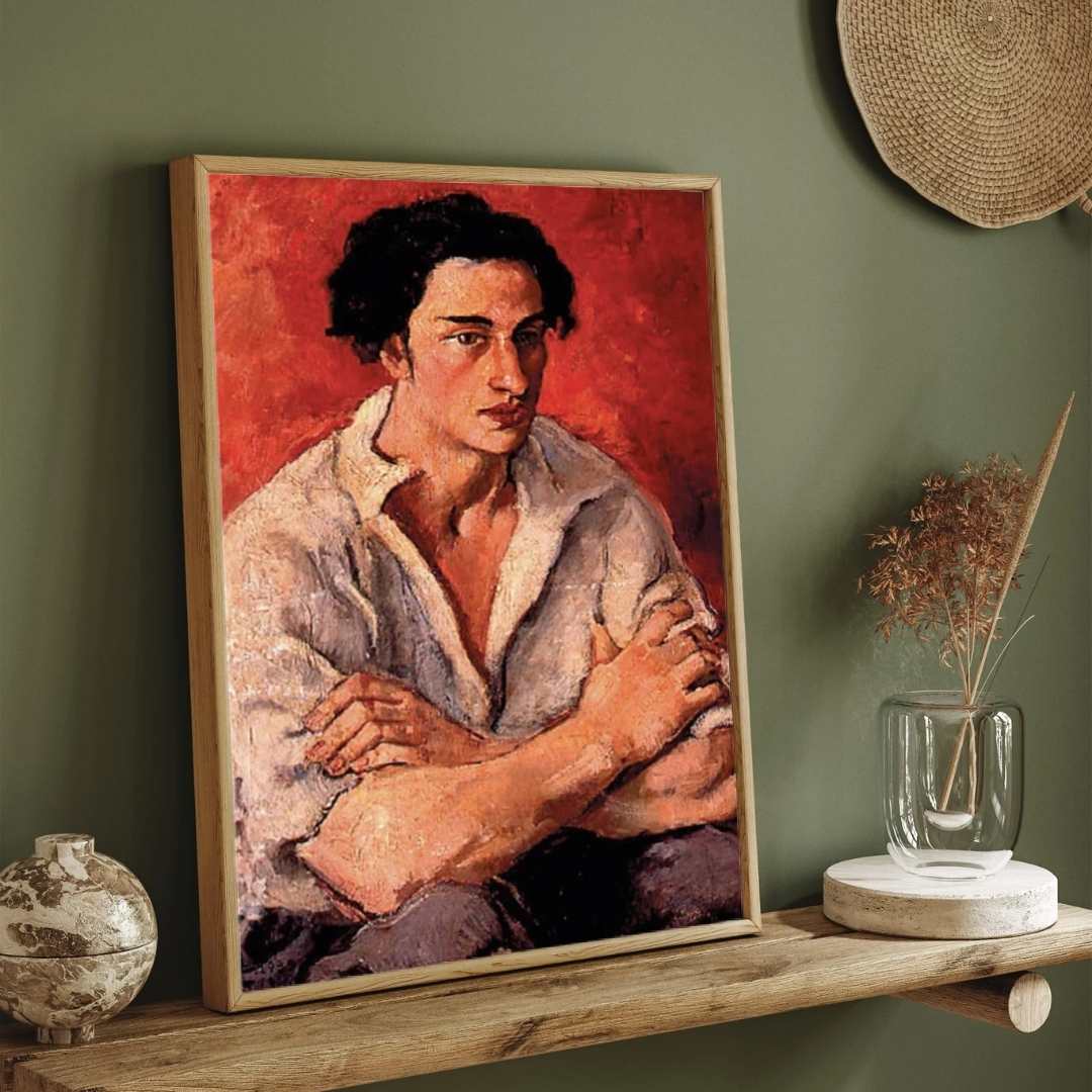 Amrita Sher-Gil Amadeo Modigliani Portrait | Vertical Black Framed Wall Art 3 : 4 Vertical Premium Wall Art Canvas by MeriDeewar