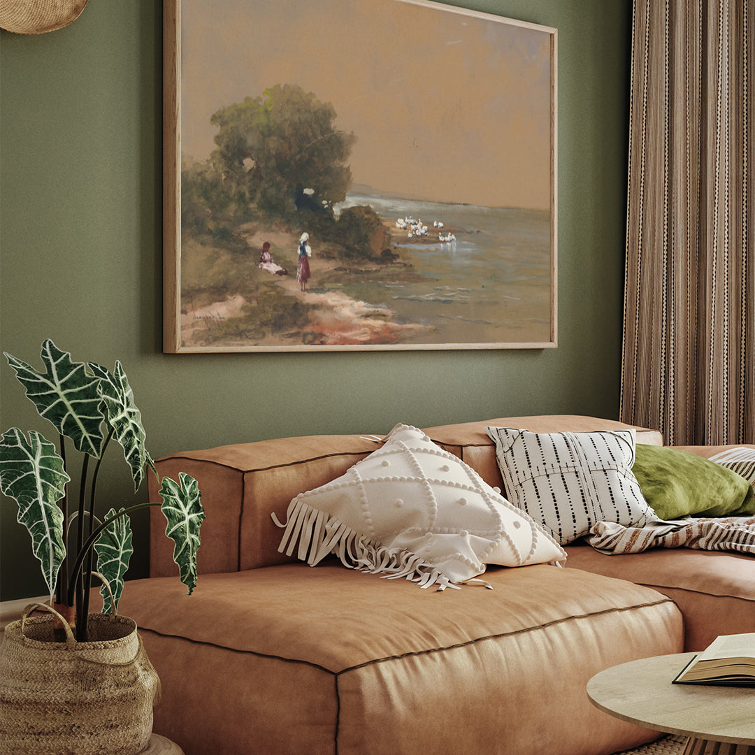 Antal Neogrády Painting Deti pri jazere 3 : 4 Horizontal New Premium Wall Art Canvas by MeriDeewar