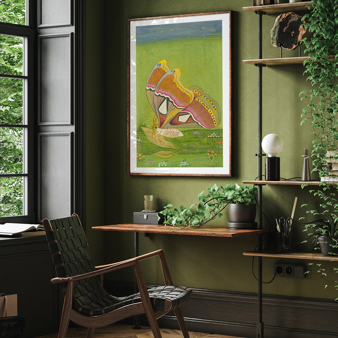 Antique Dutch Butterfly Painting 2 : 3 Vertical Premium Wall Art Canvas by MeriDeewar
