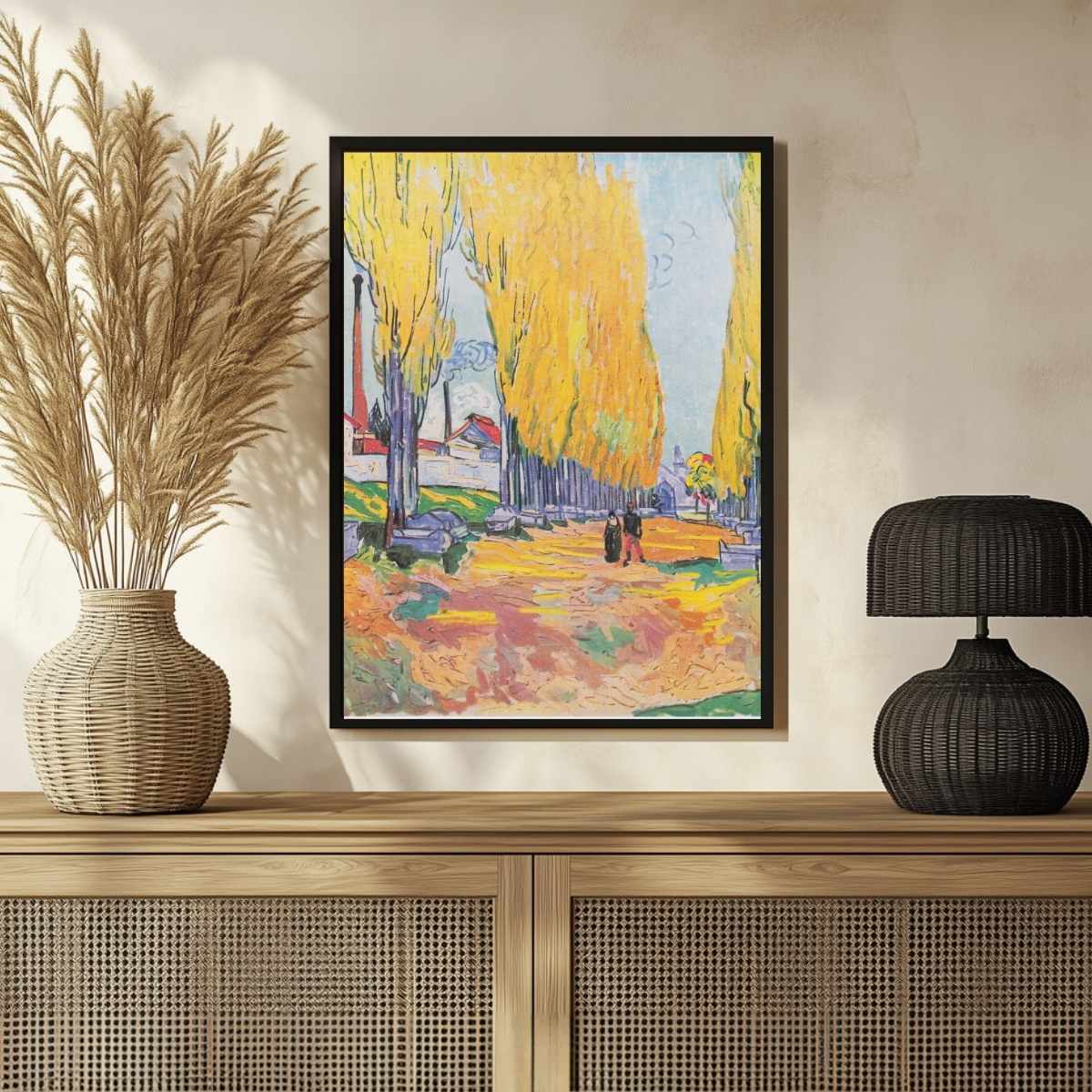 Autumn Scenery Painting for Living Room – Van Gogh Les Alyscamps | Giclée Fine Art Print 3 : 4 Vertical Premium Wall Art Canvas by MeriDeewar