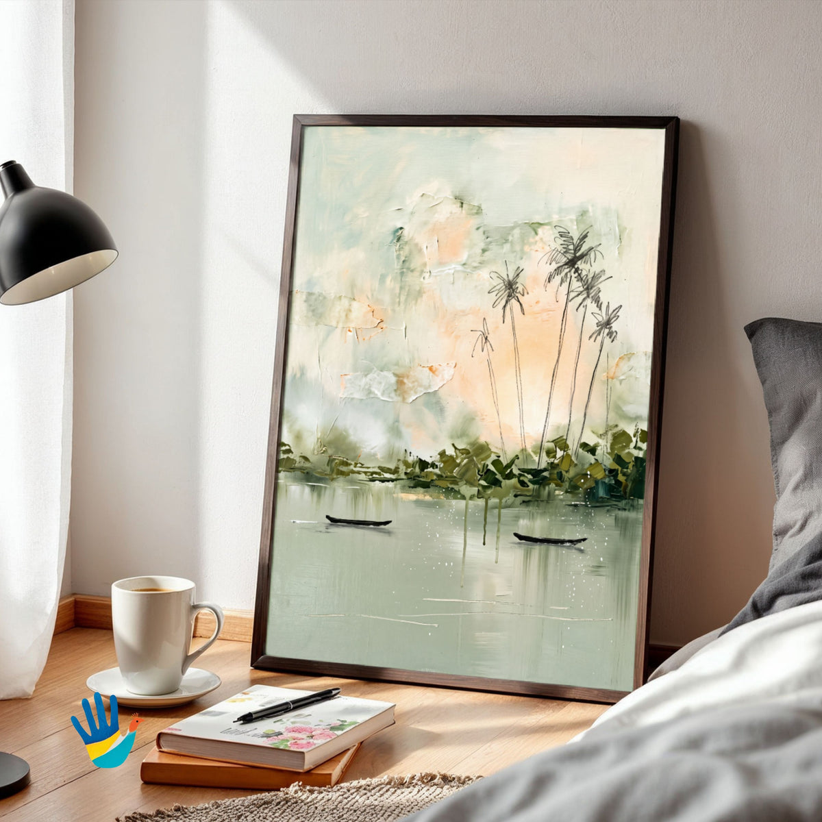 Backwater Morning | Abstract Kerala Wall Art 3 : 4 Vertical Premium Wall Art Canvas by MeriDeewar