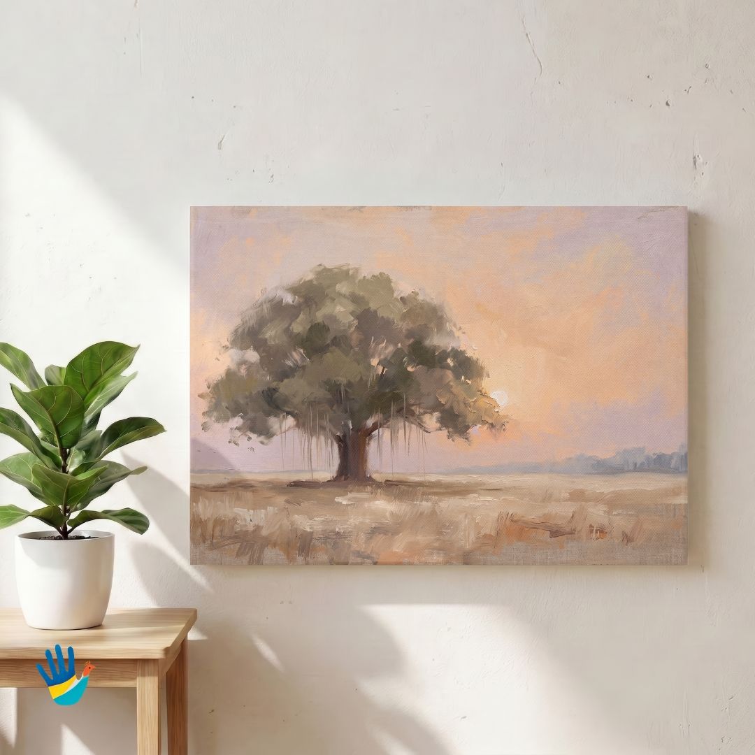 Banyan at Dusk | Atmospheric Landscape Wall Art 3 : 2 Horizontal Premium Wall Art Canvas by MeriDeewar