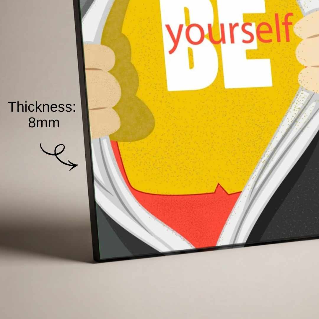 "Be Yourself" Superhero Motivational Poster | Vertical Borderless Art Frame Poster Premium Wall Art Canvas by MeriDeewar