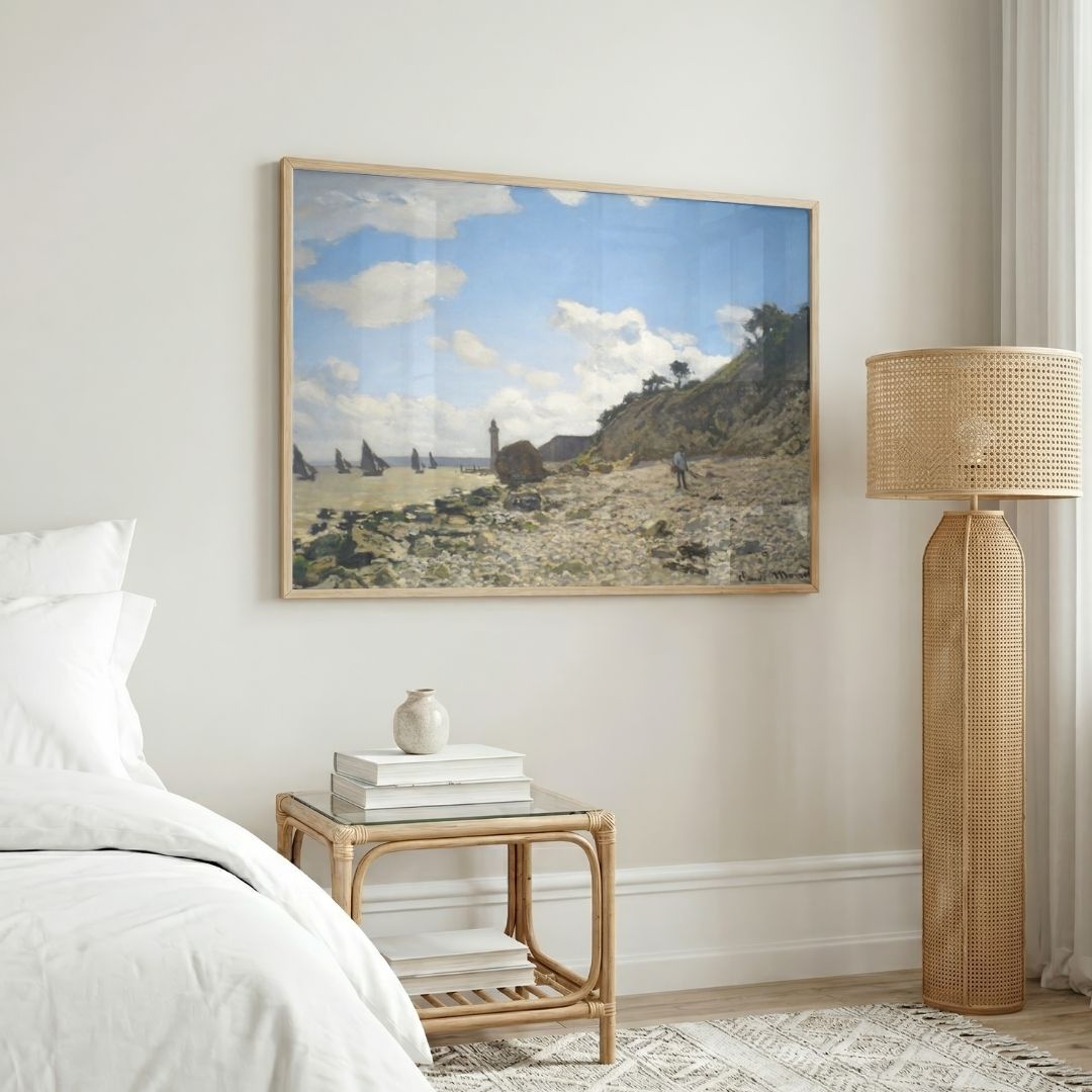 Beach Scenery Painting for Living Room | Claude Monet Coastal Art | MeriDeewar 4 : 3 Horizontal Premium Wall Art Canvas by MeriDeewar