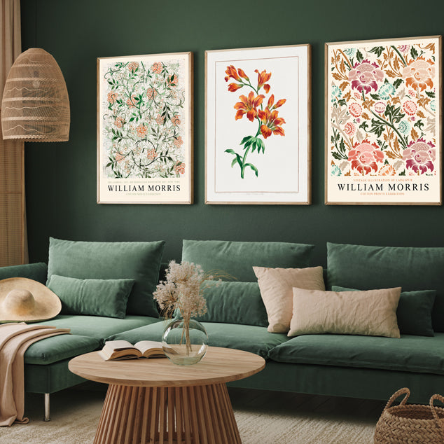 Beautiful Floral Wall Art Set of 3 Paintings Walls Premium Wall Art Canvas by MeriDeewar