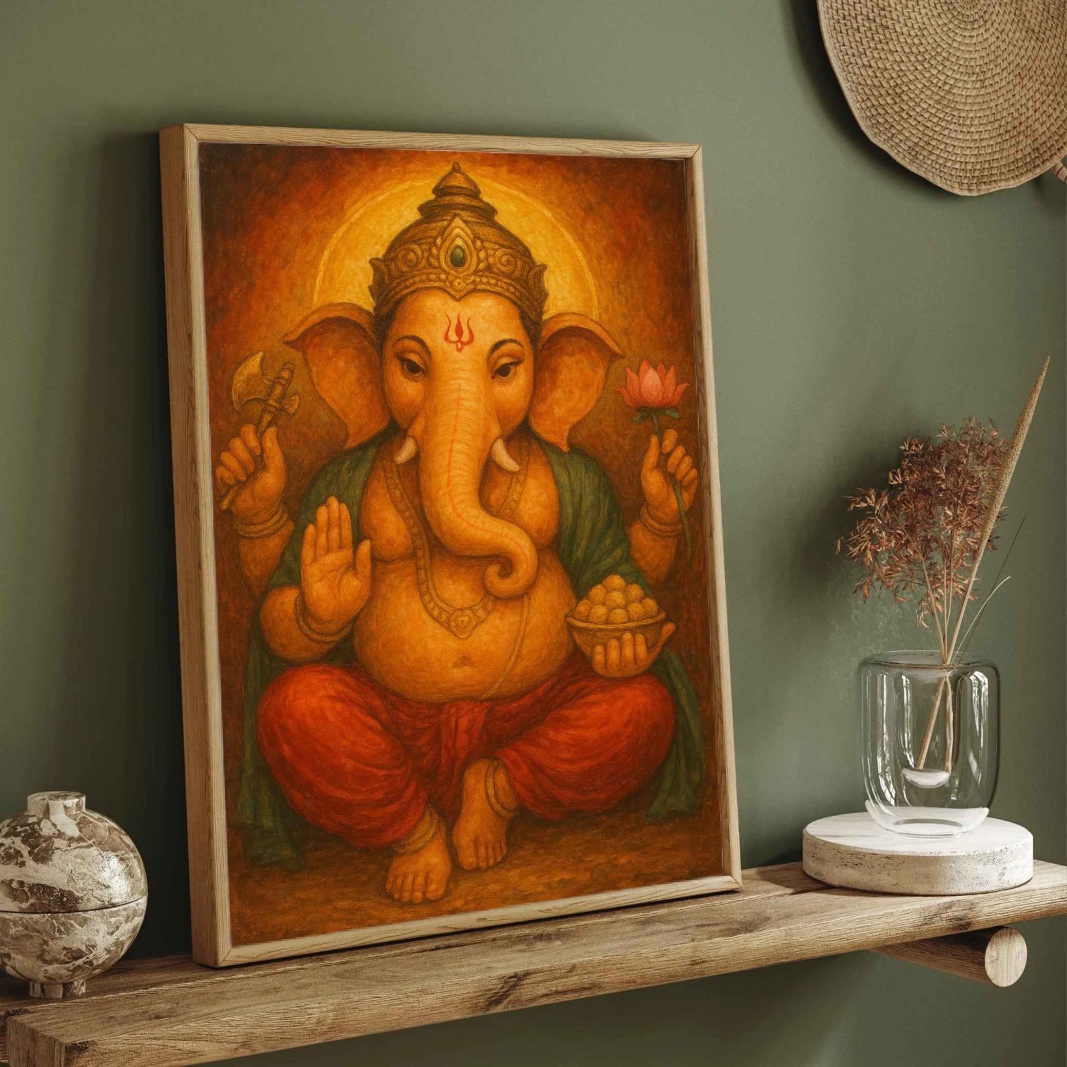 Beautiful Ganesha painting Premium Wall Art Canvas by MeriDeewar