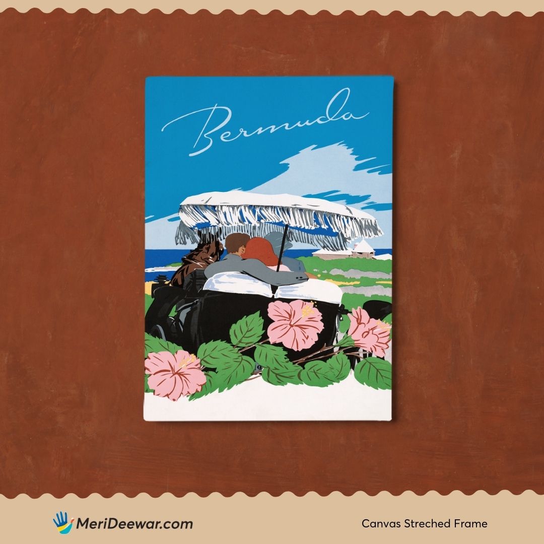 Bermuda Vintage Travel Poster 3 : 4 Vertical New Premium Wall Art Canvas by MeriDeewar