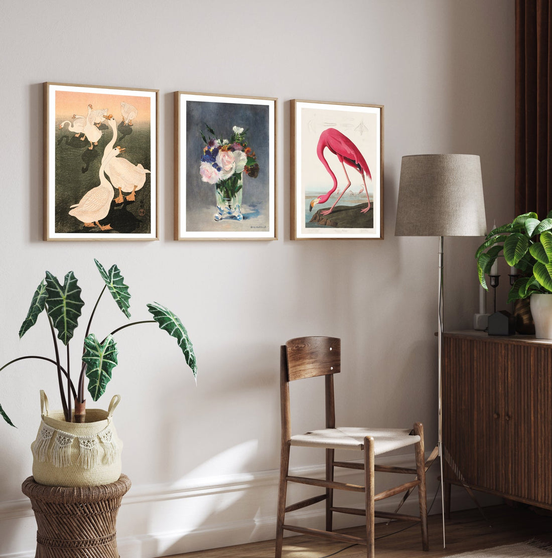Bird Lover Set 3 Paintings Walls Premium Wall Art Canvas by MeriDeewar