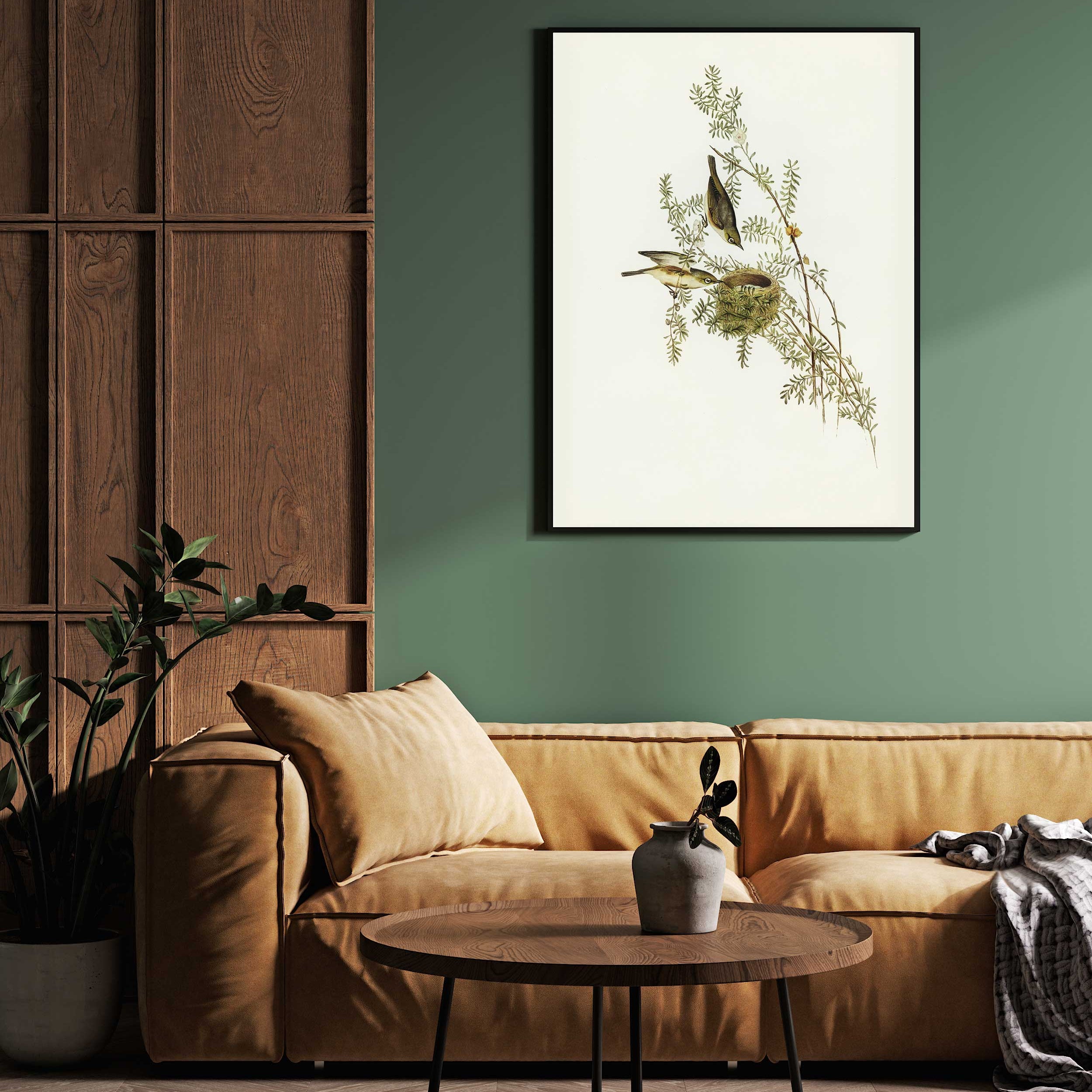 Birds Habitat Wall Art: Elegant Nature-Inspired Decor 2 : 3 Vertical Premium Wall Art Canvas by MeriDeewar
