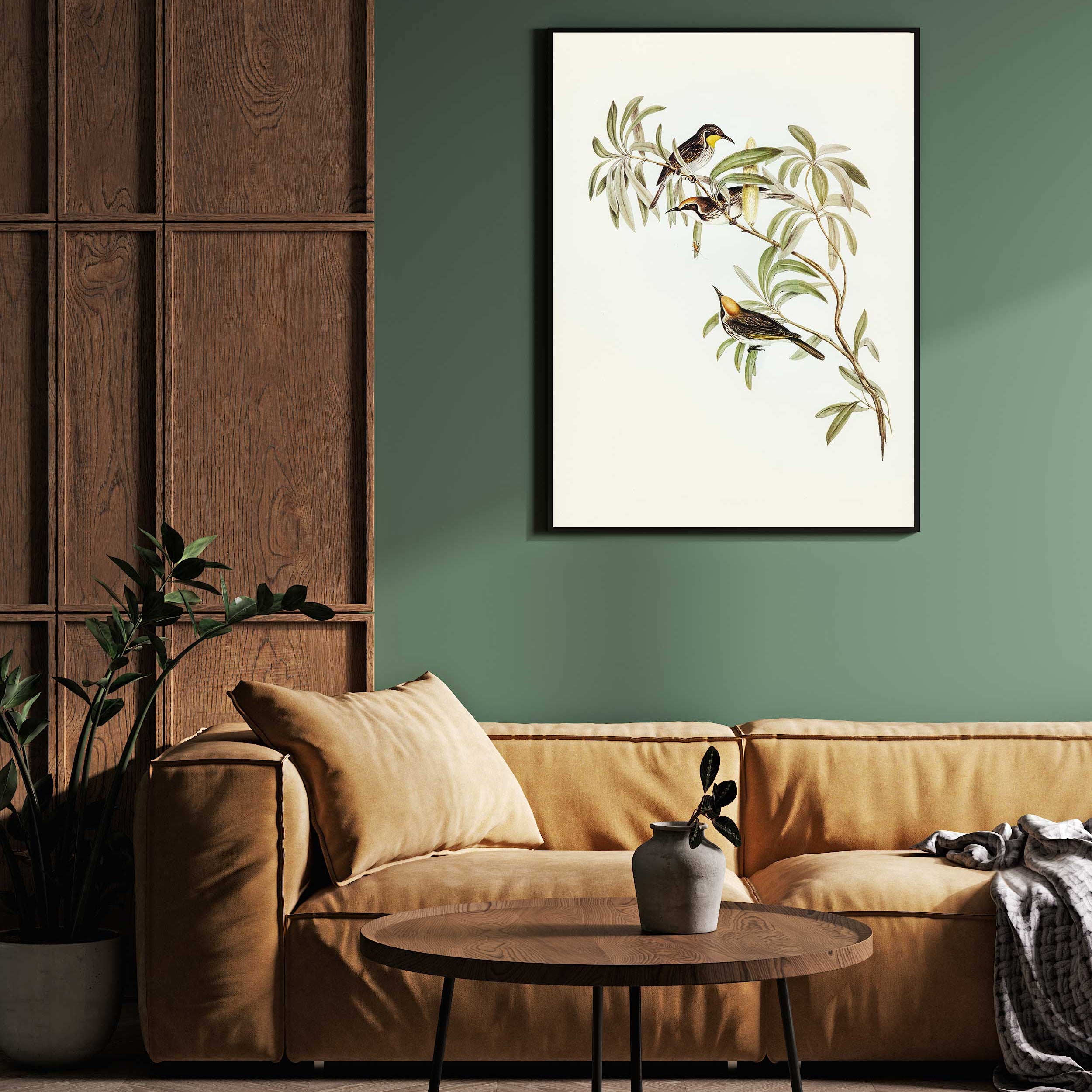 Birds on Tree Canvas Art - Perfect for Living Rooms 2 : 3 Vertical Premium Wall Art Canvas by MeriDeewar
