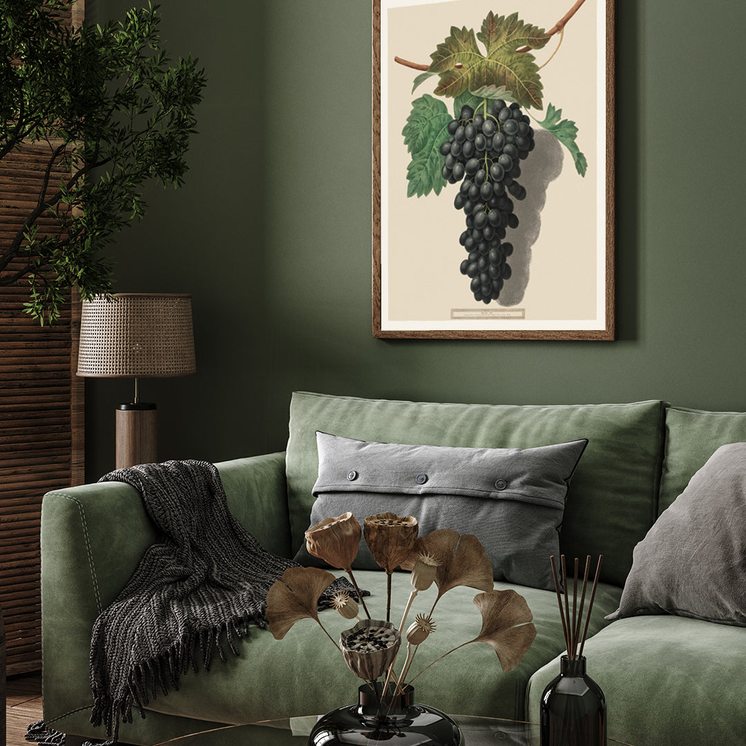 Black Grapes Vintage artwork 3 : 4 Vertical New Premium Wall Art Canvas by MeriDeewar