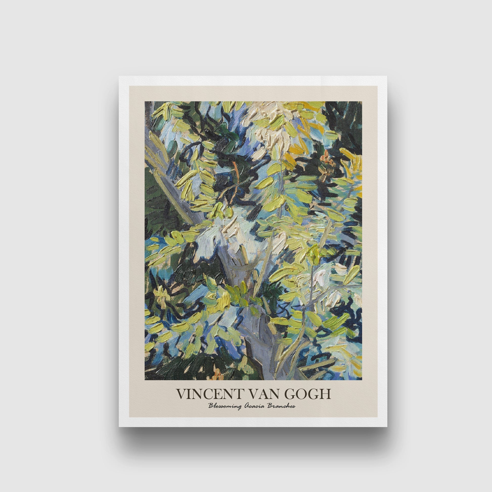Blossoming Acacia Branches Painting by Vincent Van Gogh 3 : 4 Vertical New Premium Wall Art Canvas by MeriDeewar