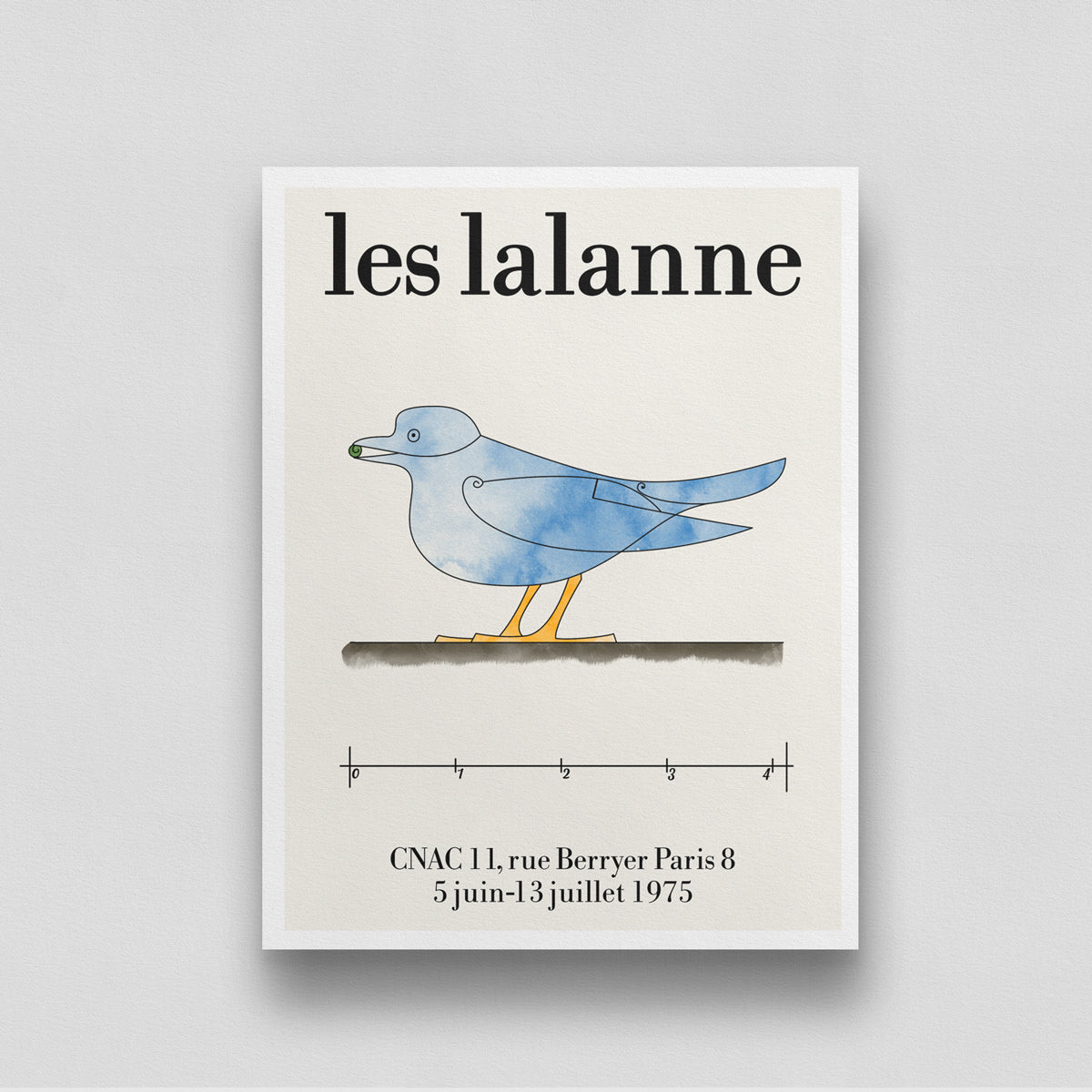 Blue Bird Exhibition Poster by Les Lalanne 3 : 4 Vertical New Premium Wall Art Canvas by MeriDeewar