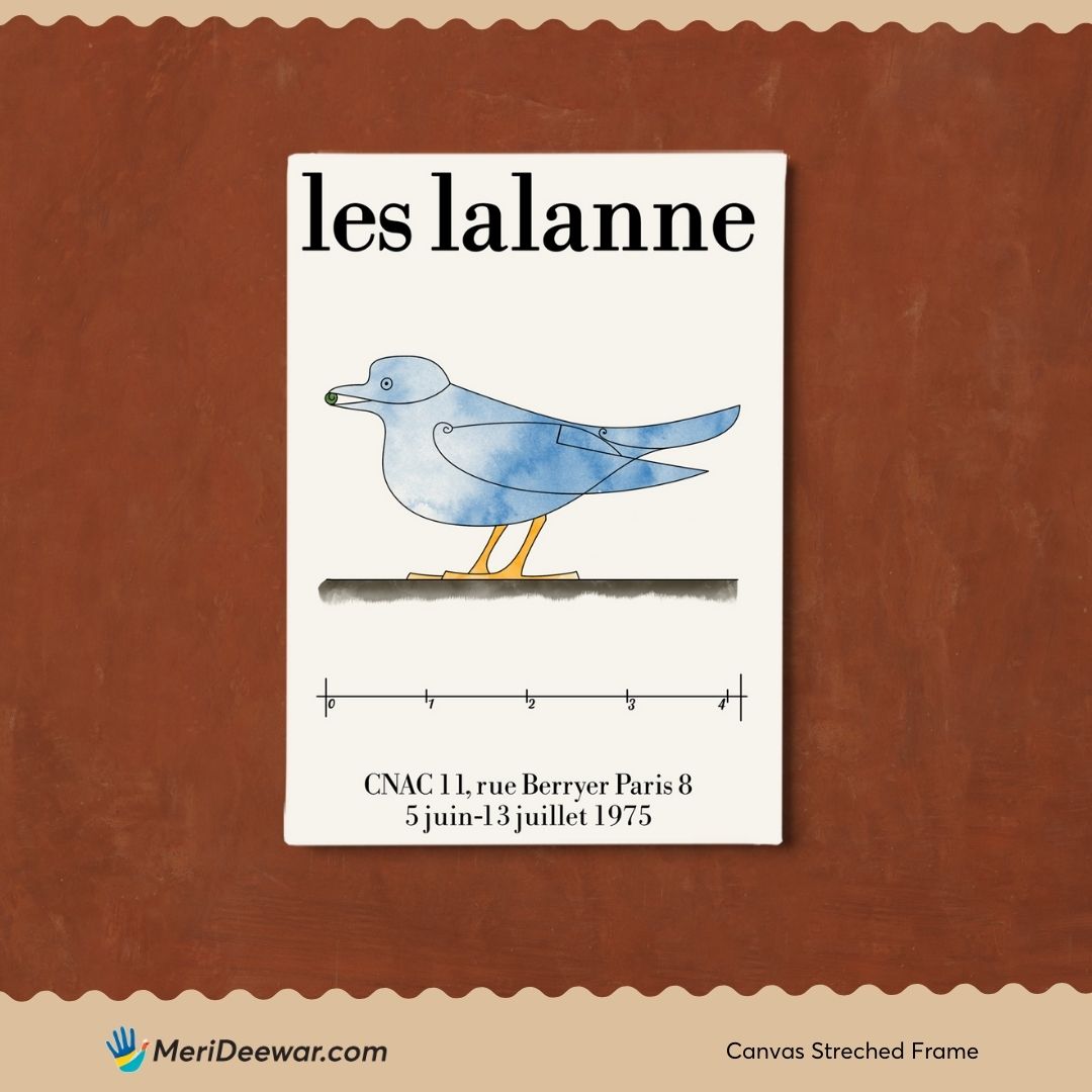 Blue Bird Exhibition Poster by Les Lalanne 3 : 4 Vertical New Premium Wall Art Canvas by MeriDeewar