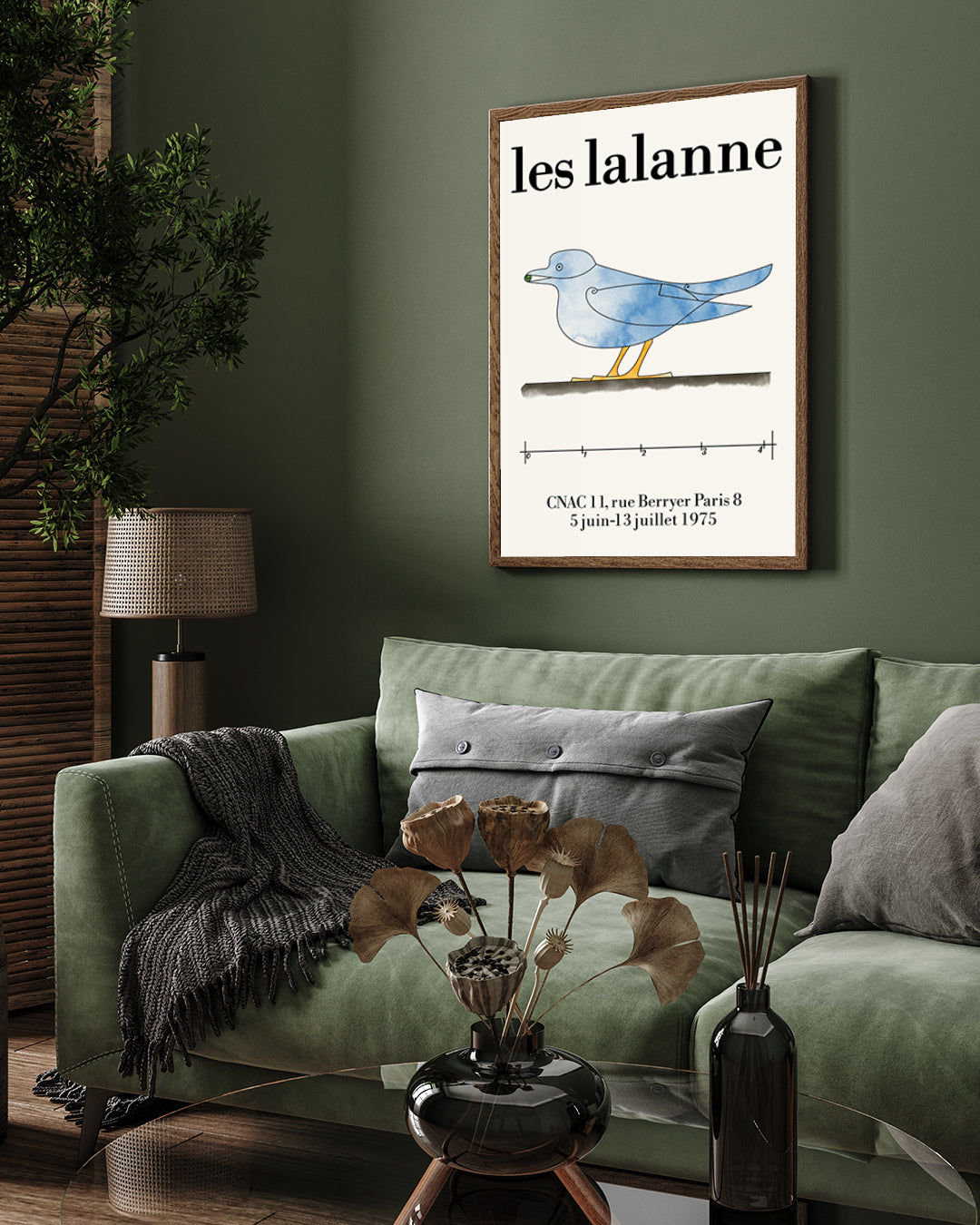 Blue Bird Exhibition Poster by Les Lalanne 3 : 4 Vertical New Premium Wall Art Canvas by MeriDeewar