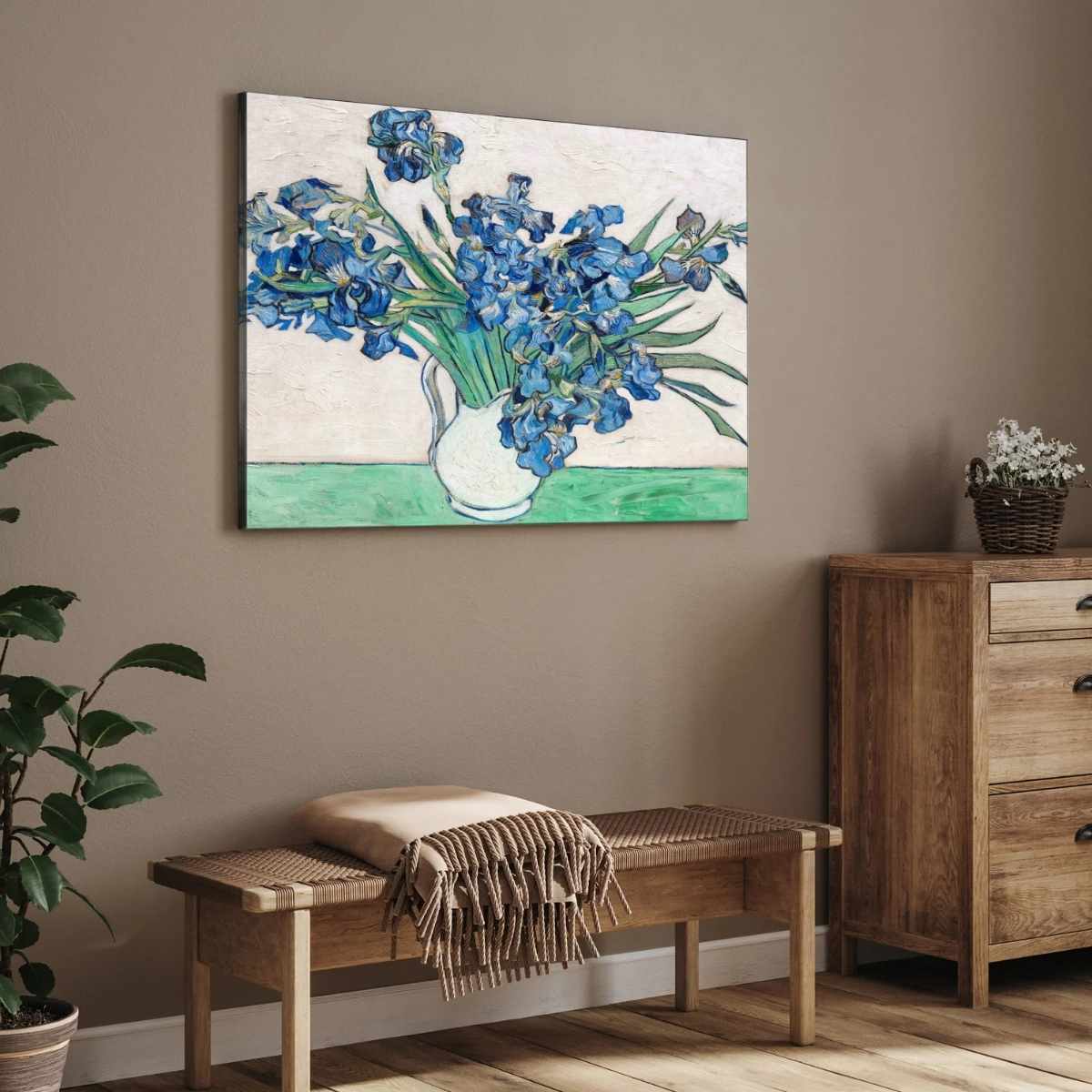 Blue Irises Floral Painting for Living Room | Van Gogh Wall Art | Giclée Fine Art Print 4 : 3 Horizontal Premium Wall Art Canvas by MeriDeewar