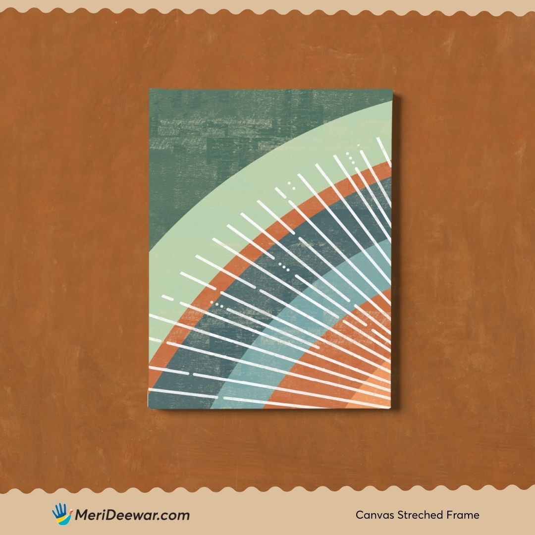 Boho Terracotta Orange Green Set of 3 Walls Premium Wall Art Canvas by MeriDeewar