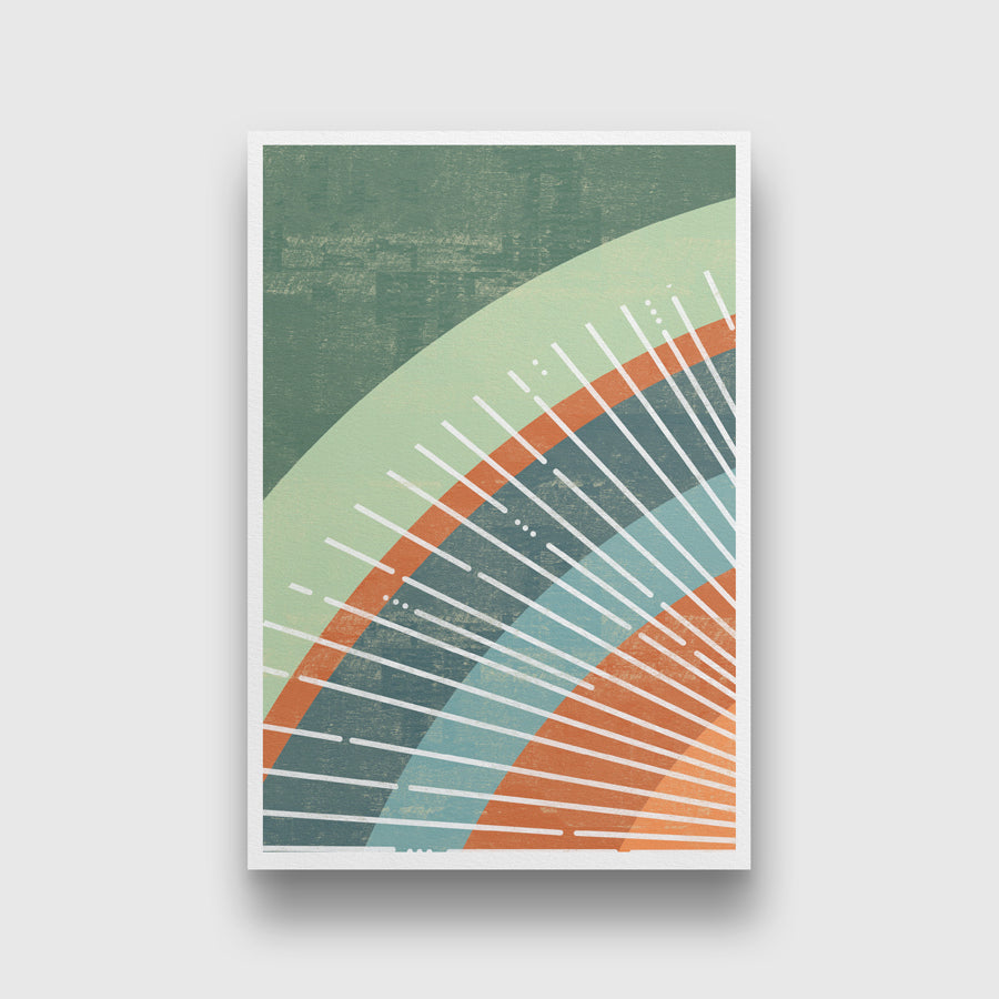 Boho Terracotta Orange Green Set of 3 Walls Premium Wall Art Canvas by MeriDeewar