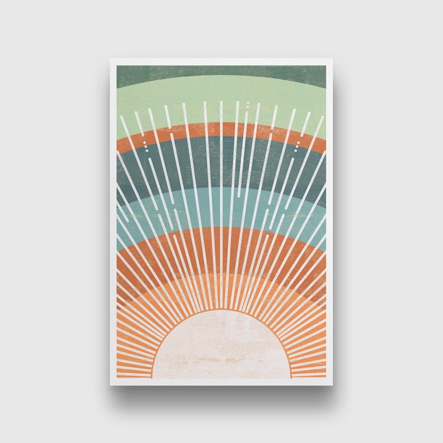 Boho Terracotta Orange Green Set of 3 Walls Premium Wall Art Canvas by MeriDeewar