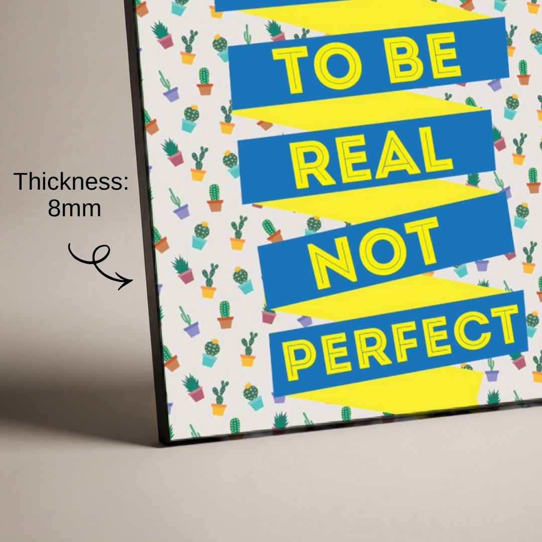 "Born To Be Real" Cactus Pattern Poster | Vertical Borderless Art Frame Poster Premium Wall Art Canvas by MeriDeewar