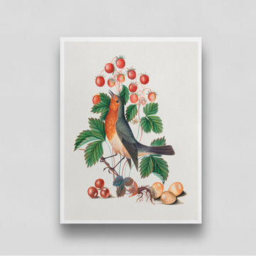 Botanical Bird Artwork 3 : 4 Vertical New Premium Wall Art Canvas by MeriDeewar