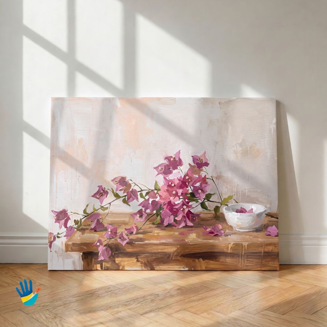 Bougainvillea Spill | Floral Still Life Wall Art 3 : 2 Horizontal Premium Wall Art Canvas by MeriDeewar