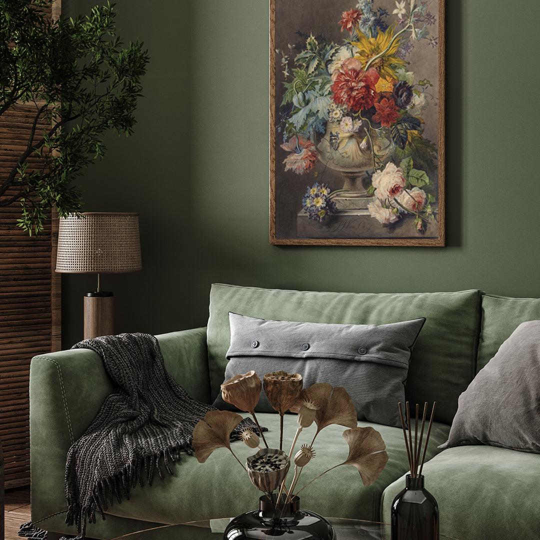 Bouquet of Flowers in a Vase Vintage Painting by Georgius Jacobus Johannes van Os 3 : 4 Vertical New Premium Wall Art Canvas by MeriDeewar
