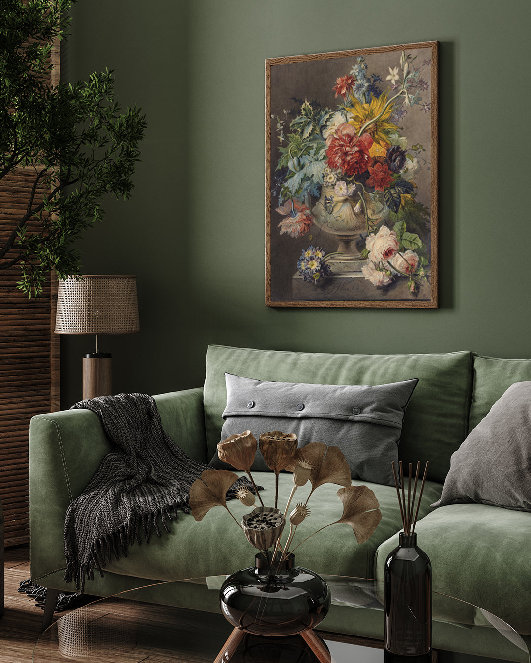 Bouquet of Flowers in a Vase Vintage Painting by Georgius Jacobus Johannes van Os 3 : 4 Vertical New Premium Wall Art Canvas by MeriDeewar