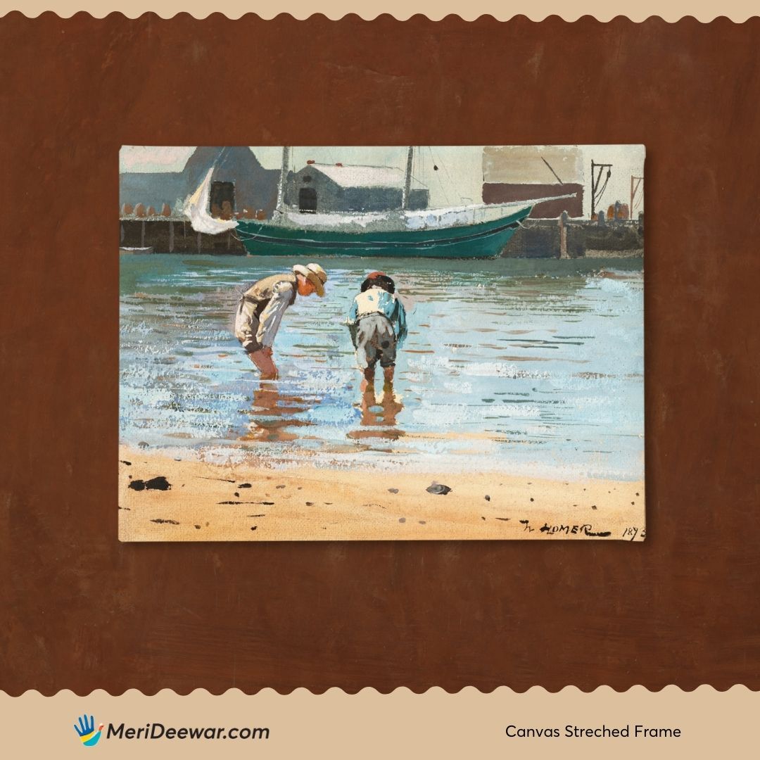 Boys Wading Painting by Winslow Homer 3 : 4 Horizontal New Premium Wall Art Canvas by MeriDeewar